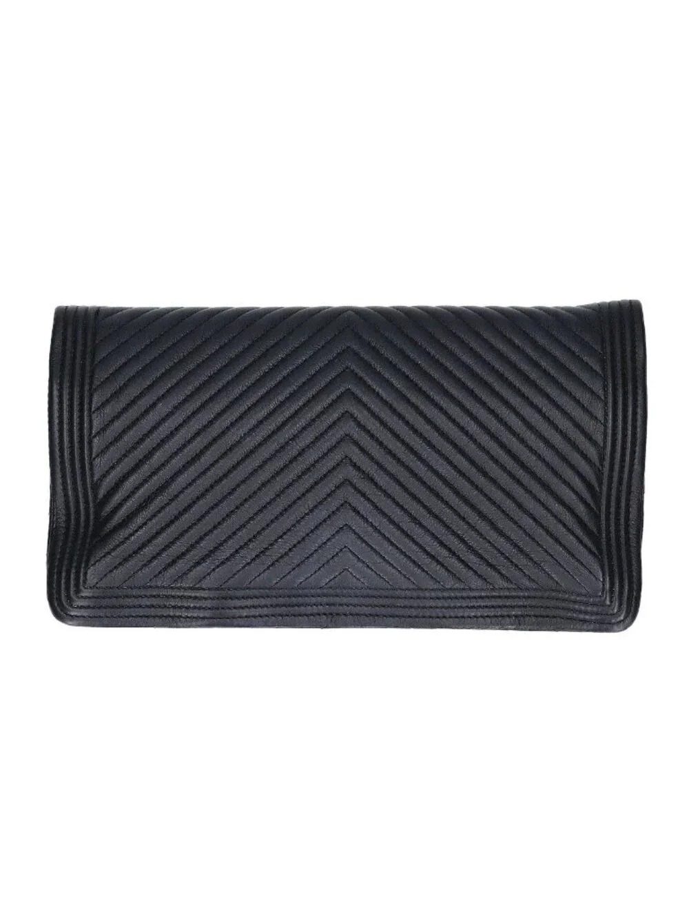 Chanel 21 Lambskin CC Logo Boy Chef Blanc Stitch Clutch Bag